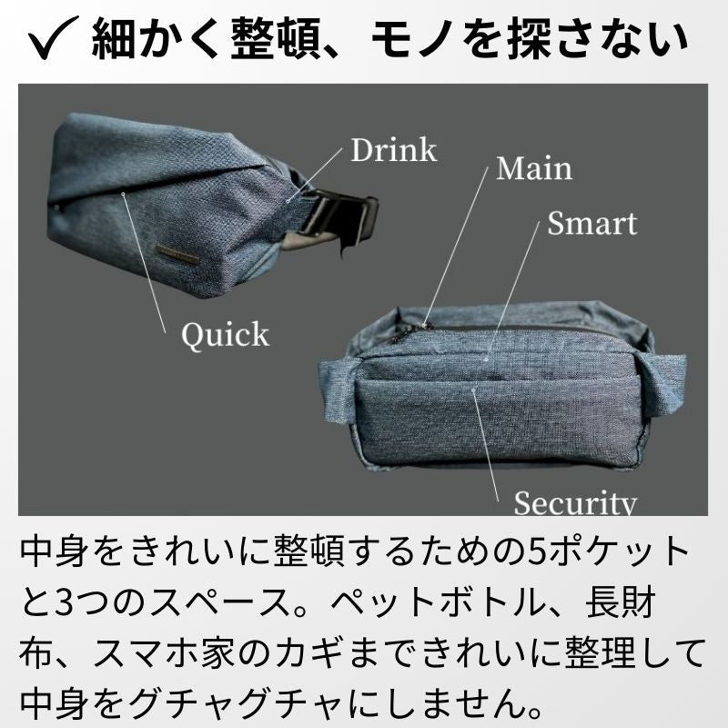 新品・未使用✨QUICKPACK ボディバッグ ネイビー 新色追加！ QUICK PACK 11 ボディバッグ クイックパック NIG